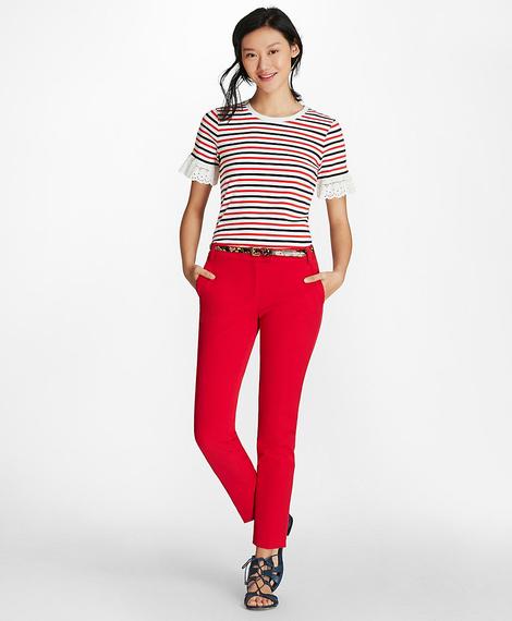 Kadın kırmızı boru paça pantolon