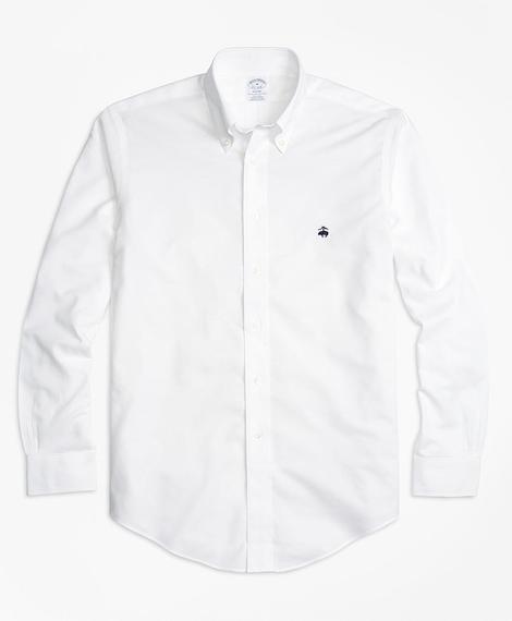 Erkek beyaz non-iron regent kesim logolu oxford spor gömlek