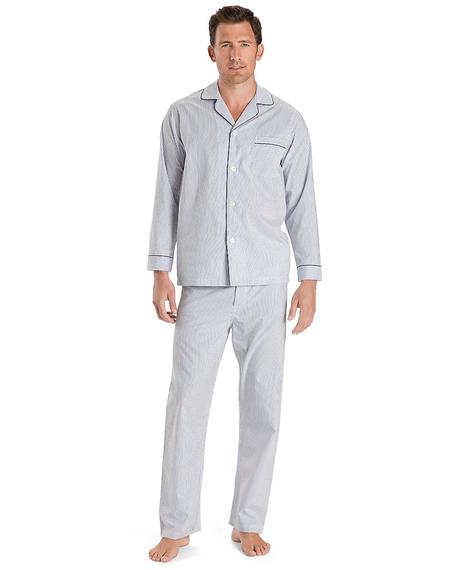 Erkek açık mavi çizgili pijama takımı