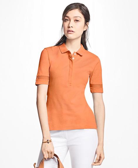 Kadın turuncu polo yaka t-shirt