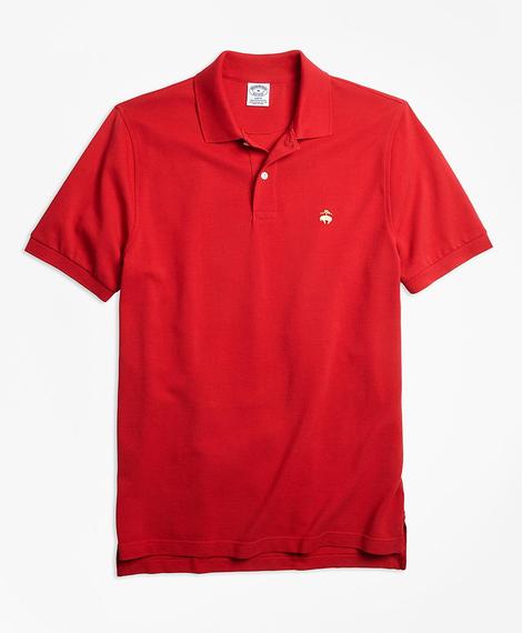 Erkek kırmızı supima polo yaka logolu t-shirt