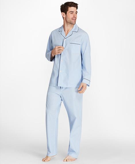 Erkek mavi pötikare desenli pijama takımı
