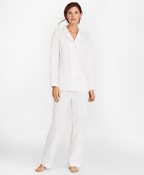 Kadın beyaz pamuklu pijama seti