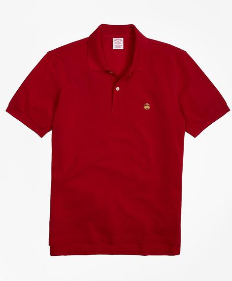 Erkek kırmızı logolu polo yaka pike t-shirt