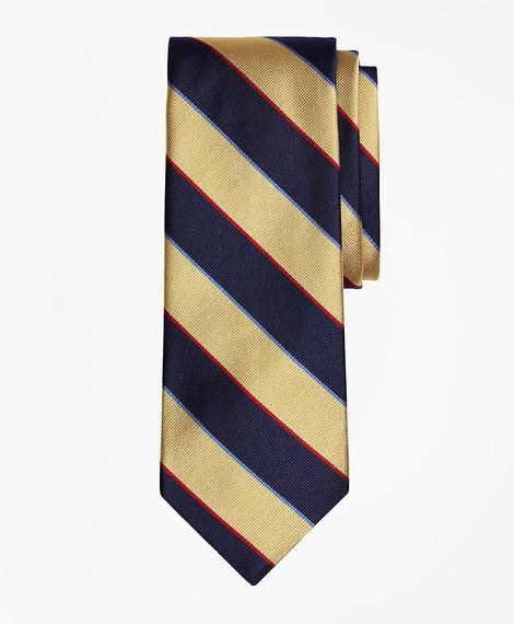 Erkek sarı renkli repp çizgili kravat