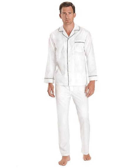 Erkek beyaz pamuklu pijama takımı