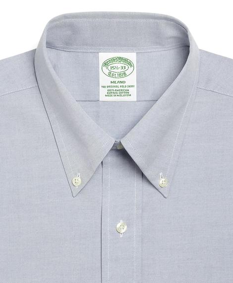Erkek açık mavi non-iron düğmeli yaka milano kesim klasik gömlek