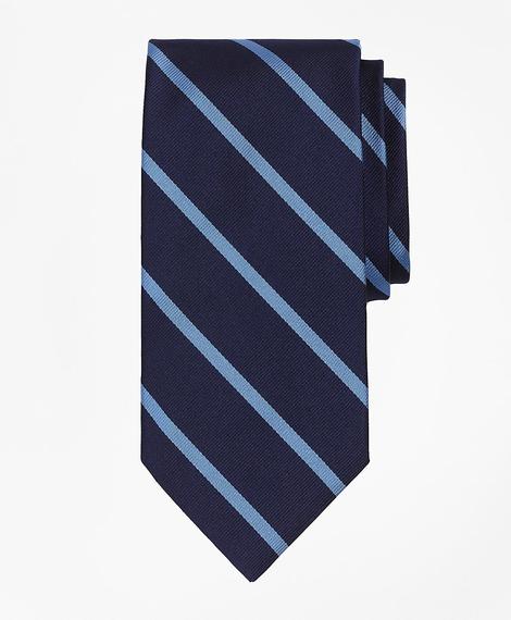 Erkek açık mavi/lacivert repp çizgili kravat