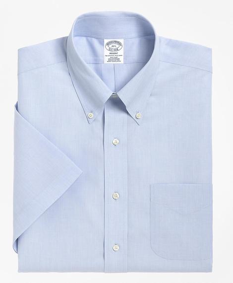 Erkek açık mavi non-iron düğmeli yaka regent kesim klasik gömlek
