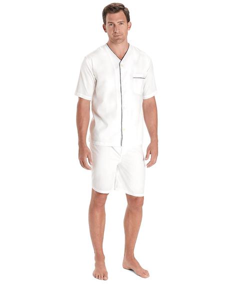 Erkek beyaz pamuklu pijama takımı