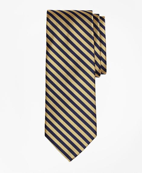 Erkek sarı/lacivert repp çizgili kravat