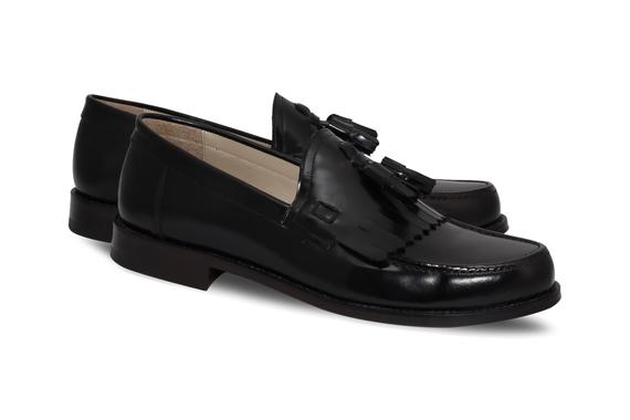 Erkek siyah el yapımı bağcıksız klasik ayakkabı