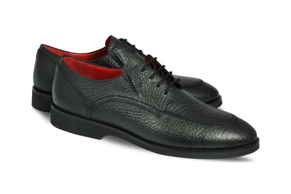 Erkek siyah el yapımı bağcıklı klasik ayakkabı