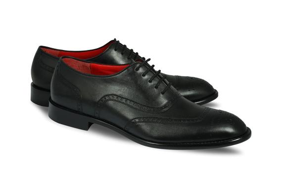 Erkek siyah el yapımı bağcıklı klasik ayakkabı