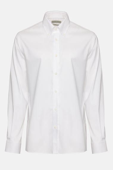 Erkek Beyaz Oliver Fit Düğmeli Yaka Non-Iron Oxford Spor Gömlek