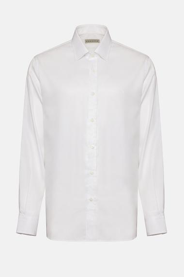 Erkek Beyaz Cooper Fit Kravat Yaka Klasik Gömlek