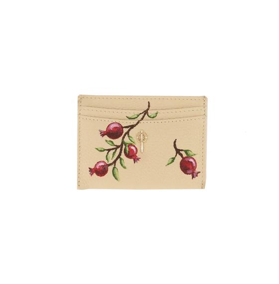 Card Holder Beige Hand Painted